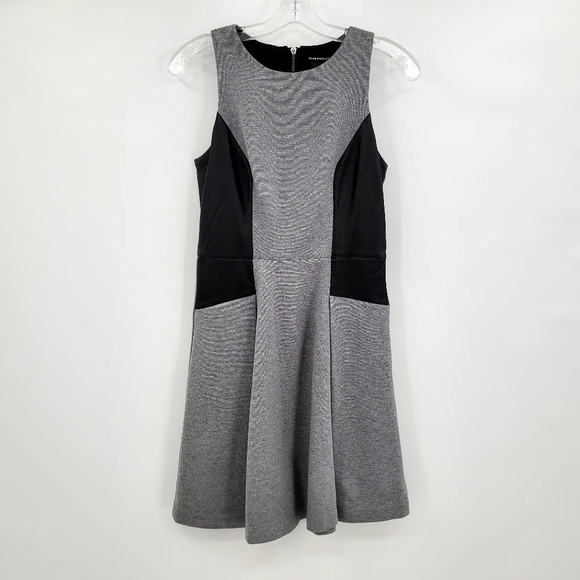 Club Monaco Janine Heather Gray Black Leather Trim Dress - Picture 6 of 16